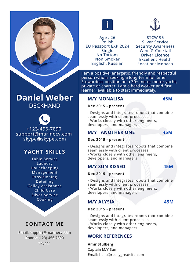 Yacht Professional maritime CV template