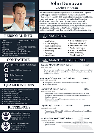 Classic Captain maritime CV template