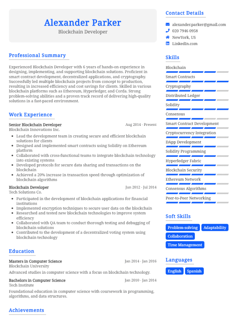 Ambitious maritime CV template