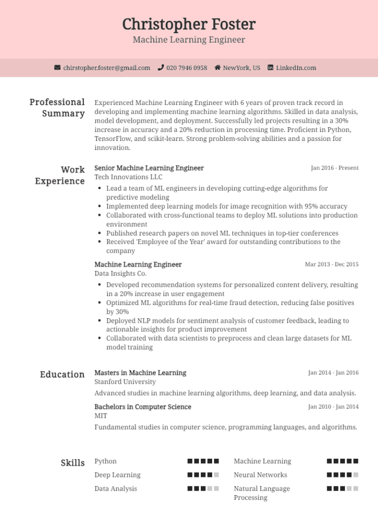 Aspirations maritime CV template