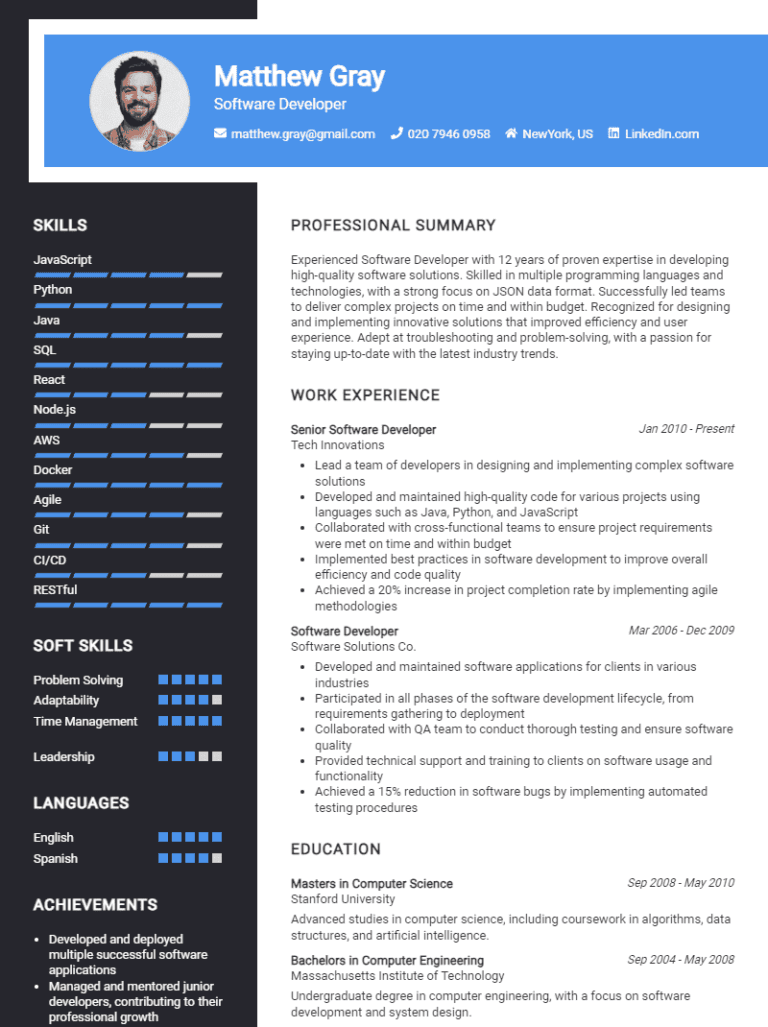 Bold maritime CV template