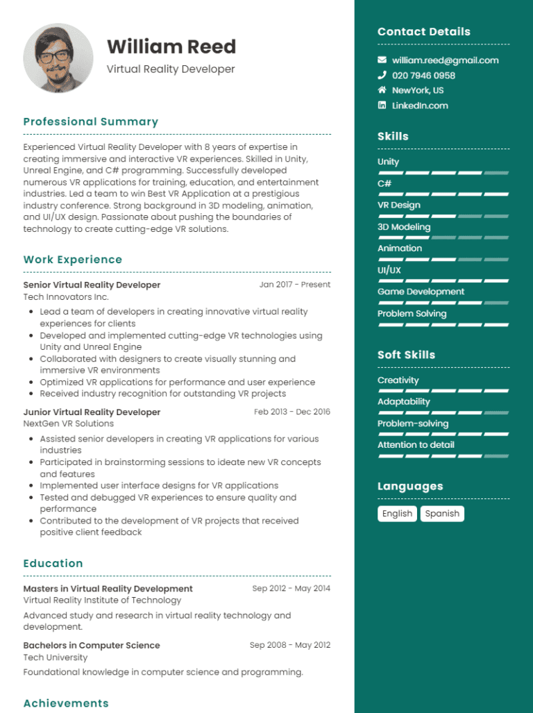 Impactful maritime CV template
