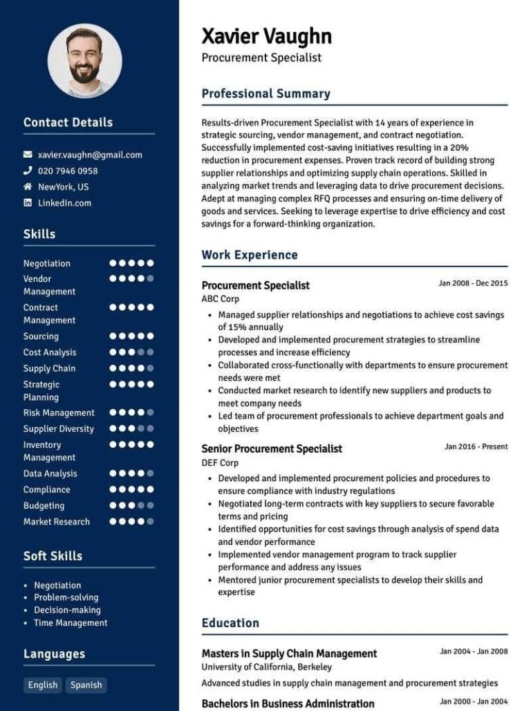 Vibrant maritime CV template