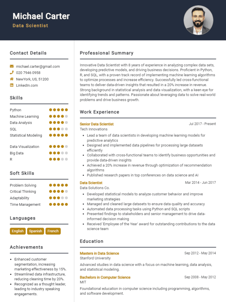 Visionary maritime CV template