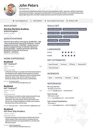 Modern Deckhand maritime CV template
