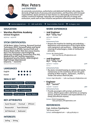 Marine Engineer maritime CV template
